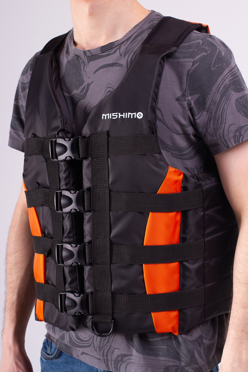 Жилет спасательный MISHIMO PRO Премиум качества Черно-оранжевый в Бийске